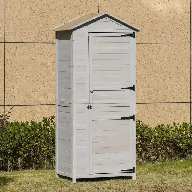 Outsunny Wooden Outdoor Storage Shed with Shelves in Outdoor Tools & Storage in Oshawa / Durham Region - Image 3
