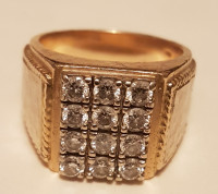 Mens 14k gold diamond ring