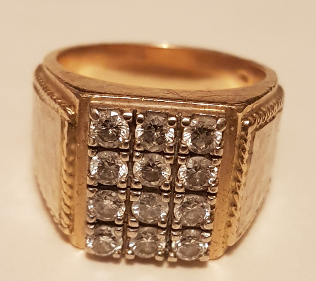 Mens 14k gold diamond ring in Jewellery & Watches in Grande Prairie