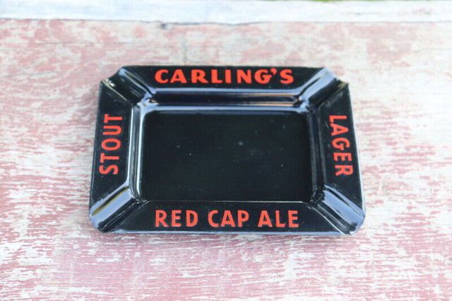 Vintage Carling's Red Cap Ale Enamel Ash Tray in Arts & Collectibles in London