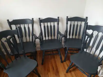 Stunning Refinished Solid Oak Vintage Dining Chairs, View more