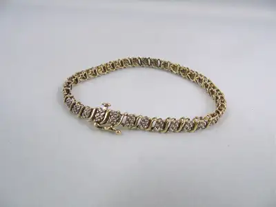Vintage 10kt Gold Tennis Bracelet 1ctw Diamonds, View more