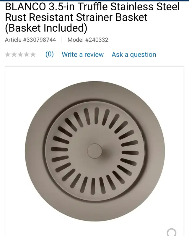 NEW TRUFFLE COLOURED DRAIN FOR GARBAGE DISPOSALS 