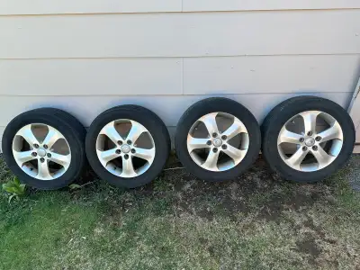 Selling a set of four Hyundai Elantra rims with summer tires, size 205/55R16. These rims are used bu...