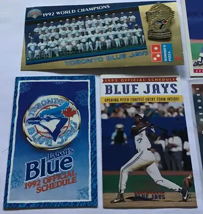TORONTO BLUE JAYS 1992 CHAMPIONSHIP PIN and CARD + 2 Diff Scheds, View more