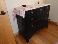 Antique refinished black solid wood dresser-Perth area