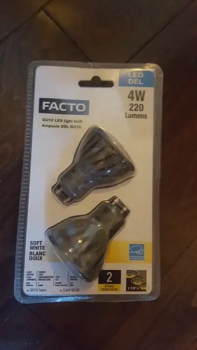 GU10 LED light bulb (2 pack) - BRAND NEW 2 BULBS LIFESPAN of 25,000 hours 4W 220 Lumens SOFT WHITE -...