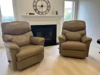 2 genuine leather lazyboy recliners 