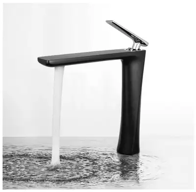 Brand new matte black and chrome bathroom vessel faucet for sale. Single hole, single handle basin,...