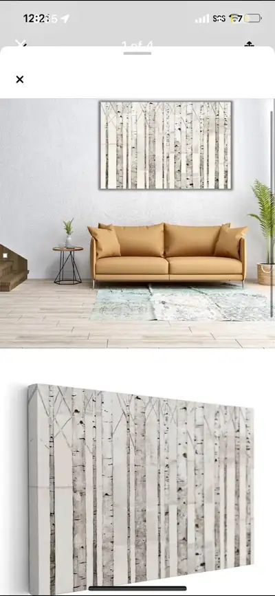 Loon Peak Birch Trees on White - Canvas Print Wall Art Size: 32"Hx48"W Brand new in box Retails for...