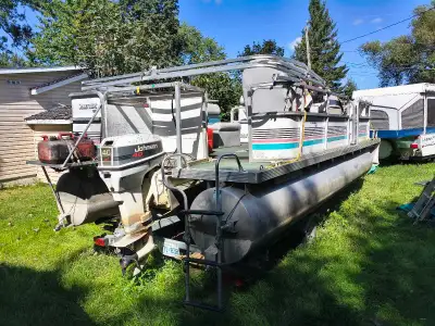 Pontoon boat, aluminum, used, working well, after season sale, 40 hp motor, including accessories, a...