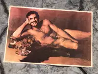 Vintage 1972 Burt Reynolds Cosmopolitan Bear Skin Rug Poster Org
