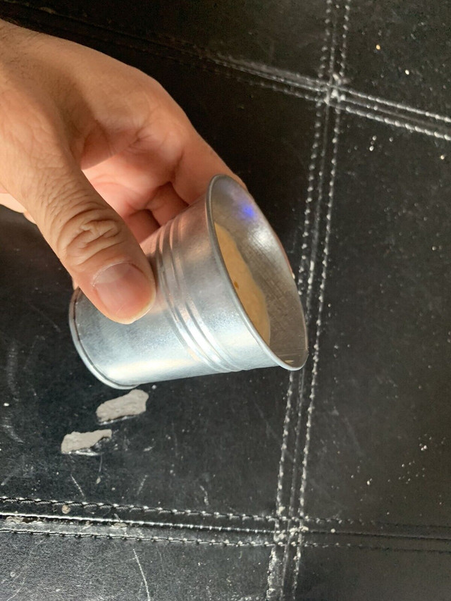 Small metal pail with white candle  in Other in Mississauga / Peel Region - Image 2