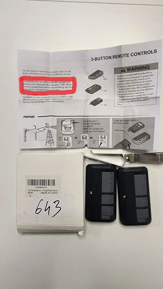 Universal Wireless Garage Opener - 2 pcs in Garage Doors & Openers in City of Toronto - Image 2