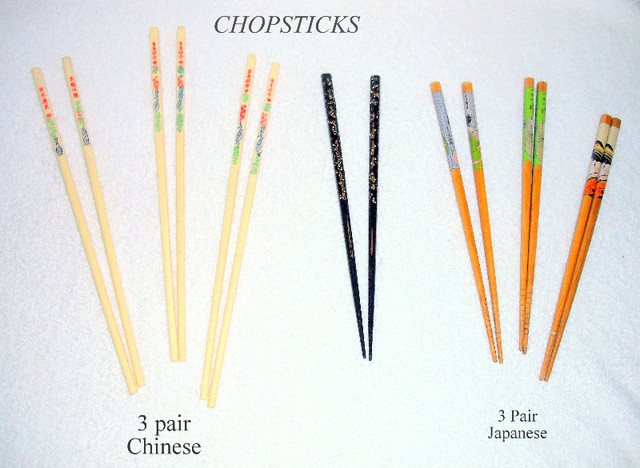 Chopsticks, 3 pair Chinese and 4 pair Japanese style. Never used in Kitchen & Dining Wares in City of Toronto