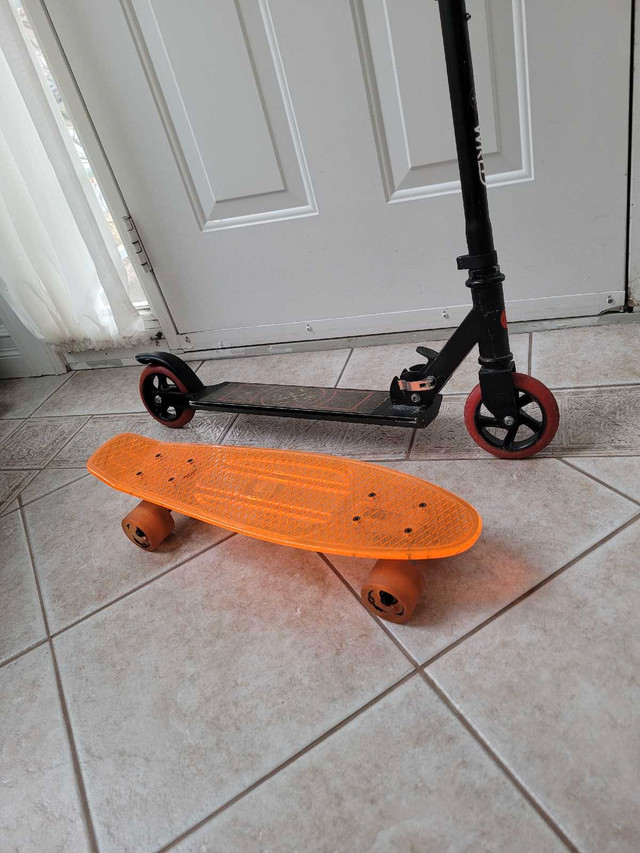 Kid's Scooter + Skateboard. Good Condition. Price for Both  in Skateboard in Bedford