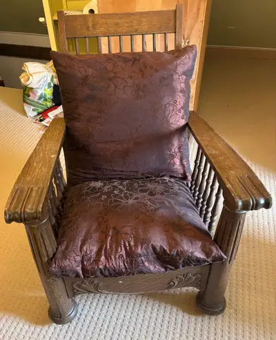Antique Morris style chair, View more