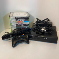 Xbox 360 E Console 1538 Lot Complete Wires Controller 15 Games