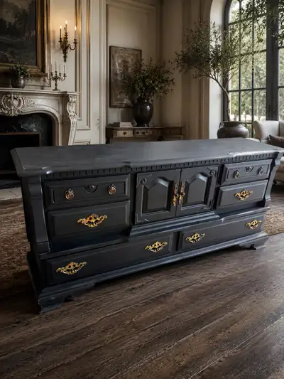 Free Delivery! Vintage French Provincial  Black Sideboard Buffet, View more