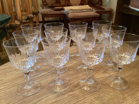 Set of 12 Vintage Crystal Wine Glasses