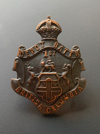 WW1, CEF 1st Dépôt Battalion Cap Badge