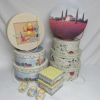 12 Pce Decorative Boxes Winnie the Pooh/ Roses/ Napa Valley etc.