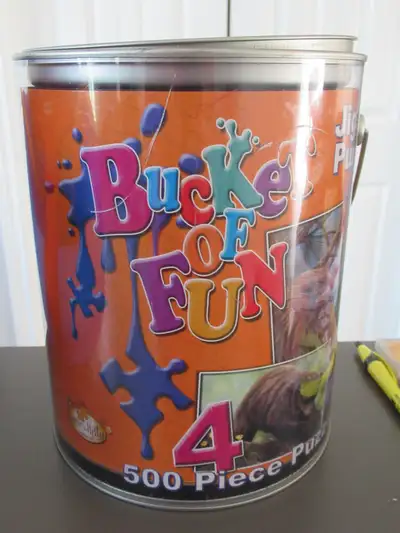 500 Piece Puzzles: Bucket Fun Moose, Bear NEW, Eagle, Wolf open, View more
