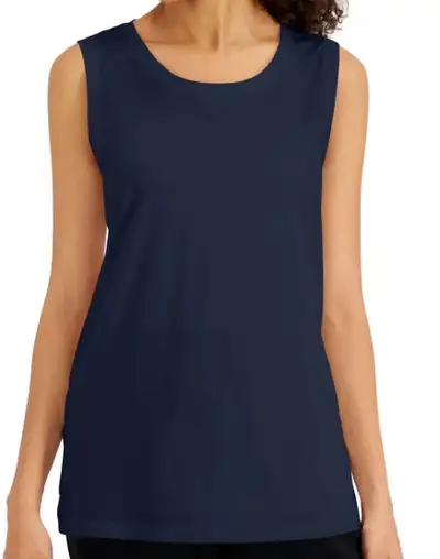NEW Women's Cotton Navy Blue Tunic Tank Top by KAREN SCOTT, Med, View more