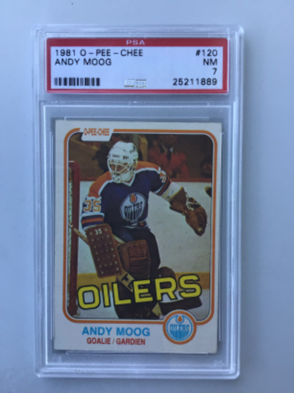 ANDY MOOG ... 81-82 O-PEE-CHEE … ROOKIE … RAW + PSA 6, 7, 9=$350 in Arts & Collectibles in City of Halifax - Image 3