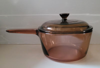Vintage Vision Ware Amber Glass 1.5L Pot with Lid