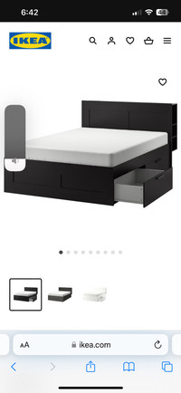 IKEA BRIMNES bed queen with storage & mattress 