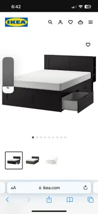 IKEA BRIMNES bed queen with drawers headboard storage 