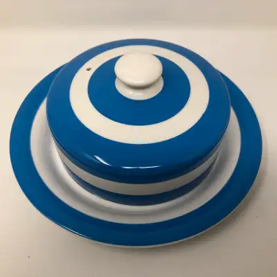 Cornishware England T G Green Covered Butter Cheese Dish, View more