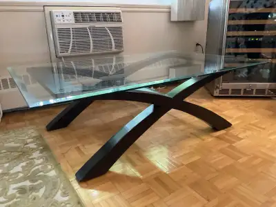 Belle table de salon en verre. Bois massif Longueur 54pouce x largeur 36 pouce hauteur 16 pouce Pas...