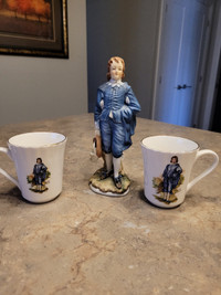 Limited edition Blue Boy 82-387 and 2 fine bone china cups