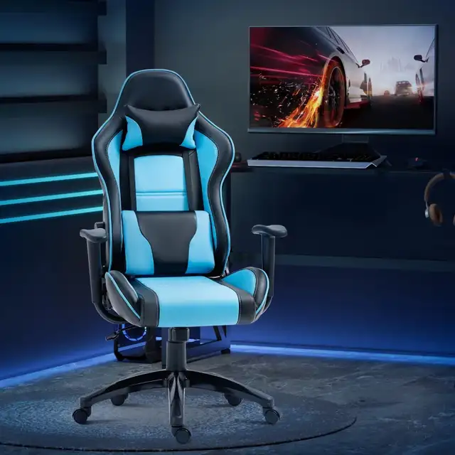 High Back Gaming Chair PU Leather Office Chair Desk Gamer Chair  in Chairs & Recliners in Markham / York Region - Image 2