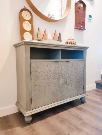 NEW Sage Green Accent Console Table TV Stand Solid Wood, View more