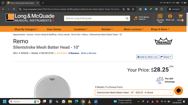 Remo Silentstroke Mesh Batter Head - 10'' in Drums & Percussion in Calgary - Image 5