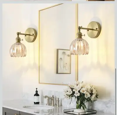Vintage Wall Sconces with Amber Tulip Glass Lampshade, View more