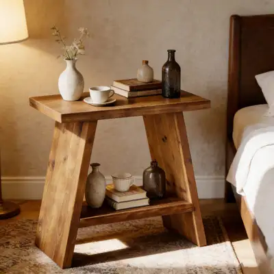 Rustic Solid Wood End Table new, View more