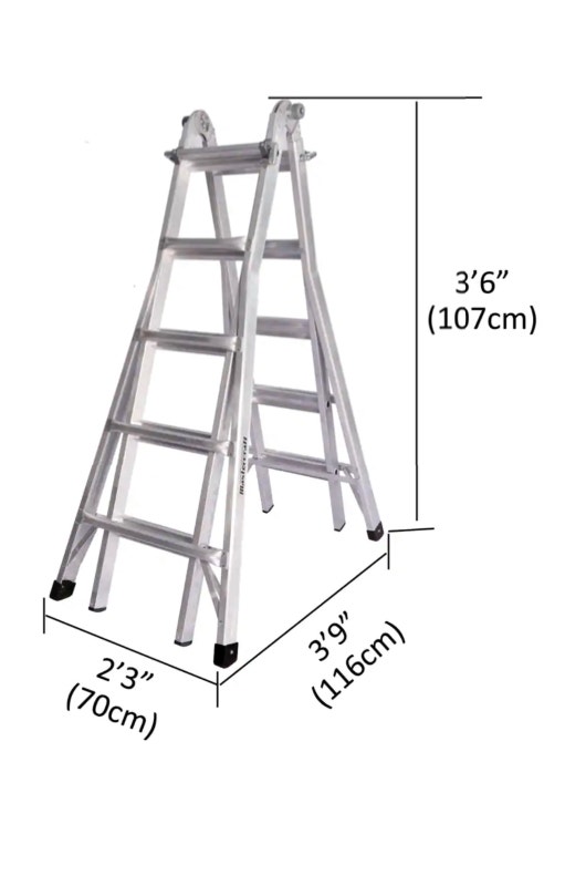 Mastercraft Grade 1A Aluminum MultiTask Ladder, 21ft, 300lb