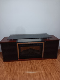 Lazy Boy Entertainment Console With Electric Fireplace Glass Top
