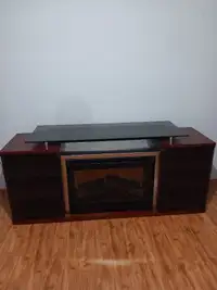 Lazy Boy Entertainment Console With Electric Fireplace Glass Top