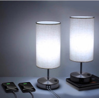 Pafieo 2-Pack Touch Table Lamp set Dimmable with USB ports- New
