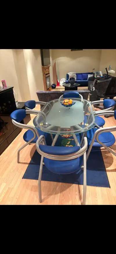 36x60 glass top dining table set with 6 chairs , View more