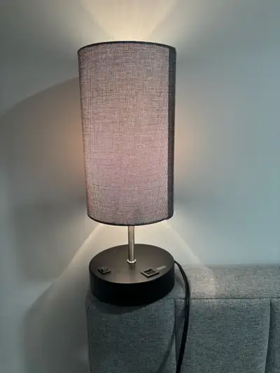 Grey Table Lamp with 2 USB Ports, View more