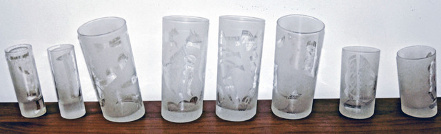 Abstract DRINKING GLASSES with ANGLED BASES 4+2+2 in Kitchen & Dining Wares in Trenton