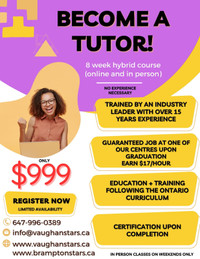 Become a tutor in 8 weeks with guaranteed job