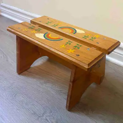 Vintage Hand-Painted Wooden Children’s Bench, View more