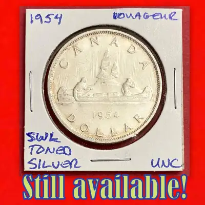 Extraordinary 1954 Canada Uncirculated Silver $1 Dollar Coin!, View more